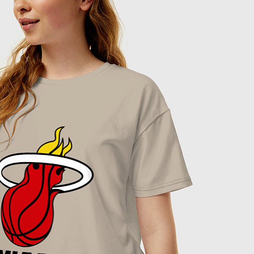 Женская футболка оверсайз Miami Heat-logo / Миндальный – фото 3