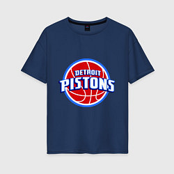 Футболка оверсайз женская Detroit Pistons - logo, цвет: тёмно-синий