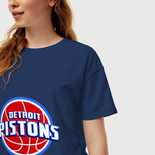 Женская футболка оверсайз Detroit Pistons - logo / Тёмно-синий – фото 3