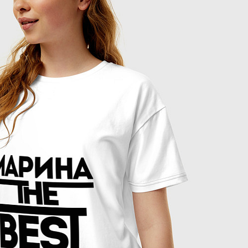 Женская футболка оверсайз Марина the best / Белый – фото 3