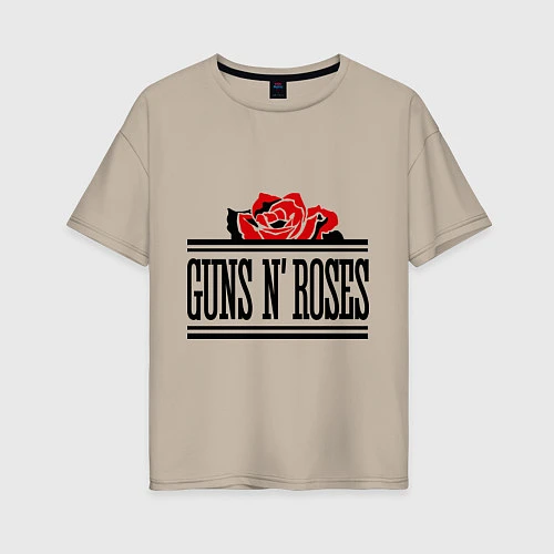 Женская футболка оверсайз Guns n Roses: rose / Миндальный – фото 1