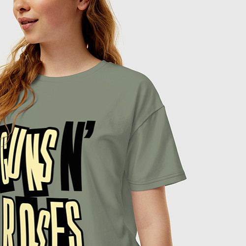 Женская футболка оверсайз Guns n Roses: cream / Авокадо – фото 3