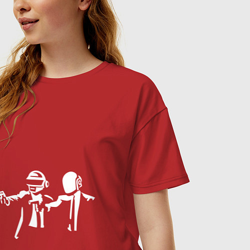 Женская футболка оверсайз Daft Punk / Красный – фото 3