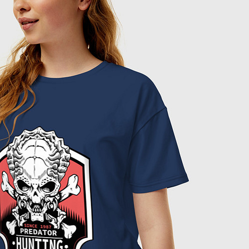 Женская футболка оверсайз Predator: Hunting Club / Тёмно-синий – фото 3