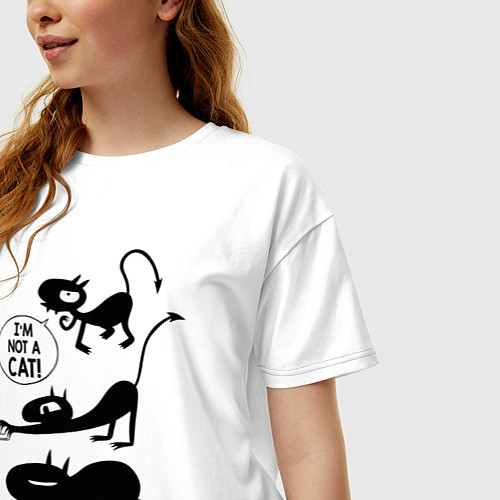 Женская футболка оверсайз I'm not a CAT! / Белый – фото 3