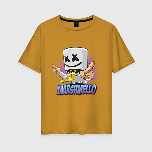 Женская футболка оверсайз Marshmello Music / Горчичный – фото 1