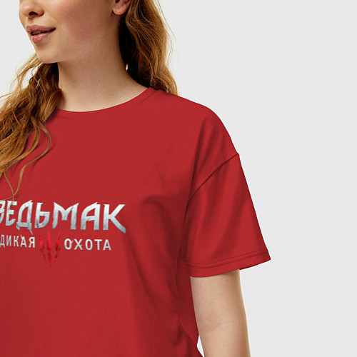 Женская футболка оверсайз Ведьмак 3: Дикая Охота / Красный – фото 3