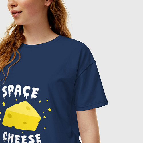 Женская футболка оверсайз Space Cheese / Тёмно-синий – фото 3
