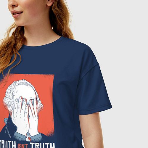 Женская футболка оверсайз Thuth isn't Thuth / Тёмно-синий – фото 3