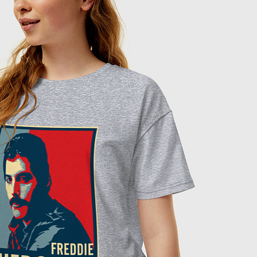 Женская футболка оверсайз Freddie Mercury / Меланж – фото 3