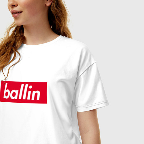 Женская футболка оверсайз Ballin Kizaru / Белый – фото 3