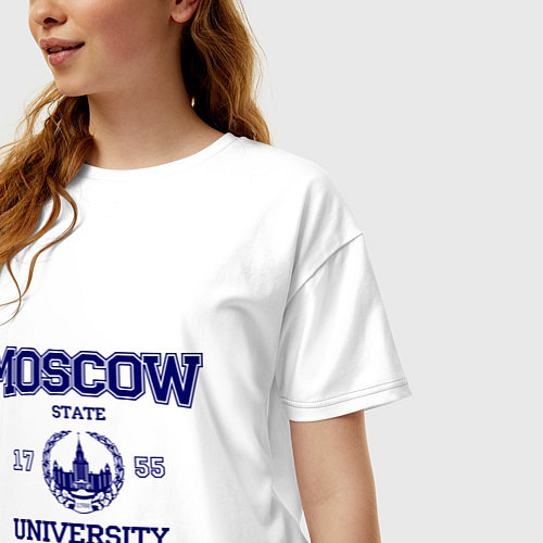 Женская футболка оверсайз MGU Moscow University / Белый – фото 3