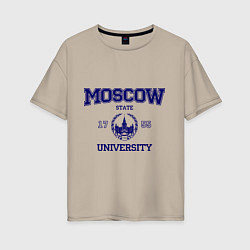 Футболка оверсайз женская MGU Moscow University, цвет: миндальный