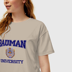 Футболка оверсайз женская BAUMAN University, цвет: миндальный — фото 2