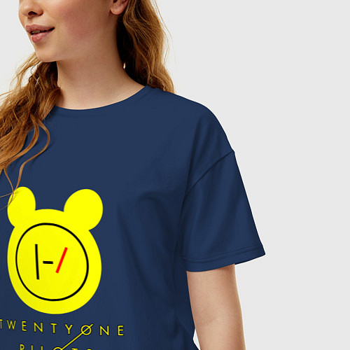 Женская футболка оверсайз 21 Pilots: Yellow Mouse / Тёмно-синий – фото 3