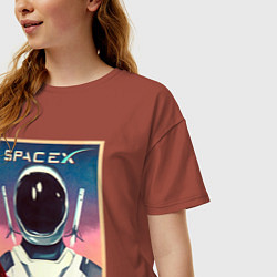Футболка оверсайз женская SpaceX: Astronaut, цвет: кирпичный — фото 2