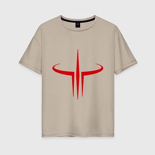 Женская футболка оверсайз Quake logo / Миндальный – фото 1
