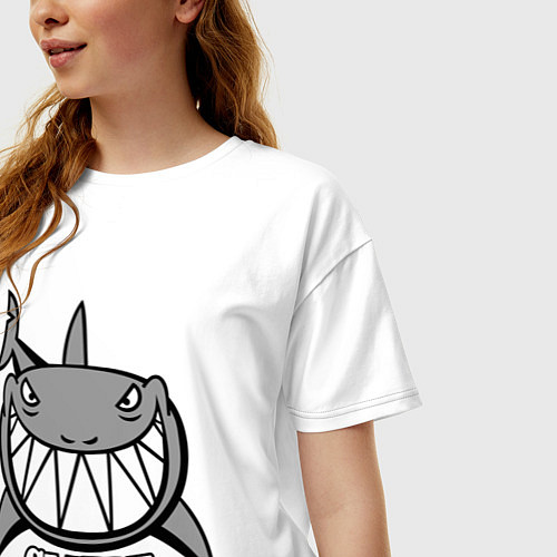 Женская футболка оверсайз Shark Smile / Белый – фото 3