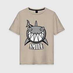 Футболка оверсайз женская Shark Smile, цвет: миндальный