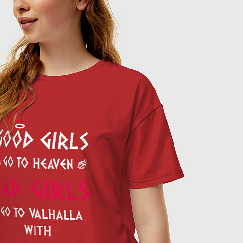 Женская футболка оверсайз Go to walhalla / Красный – фото 3