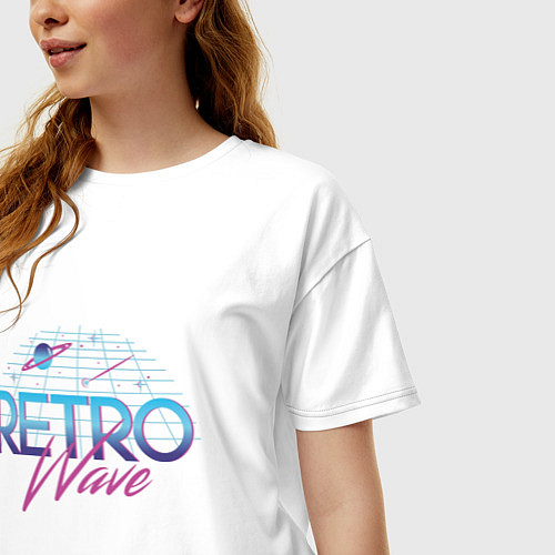 Женская футболка оверсайз Retrowave Spacetraveling / Белый – фото 3