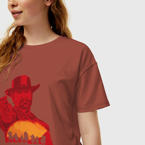 Женская футболка оверсайз Red Dead Redemption 2 / Кирпичный – фото 3