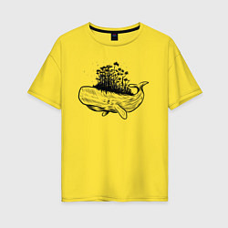 Футболка оверсайз женская Whale forest, цвет: желтый