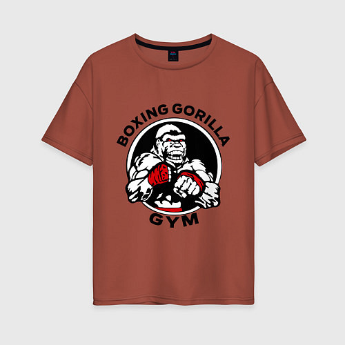 Женская футболка оверсайз Boxing gorilla gym / Кирпичный – фото 1