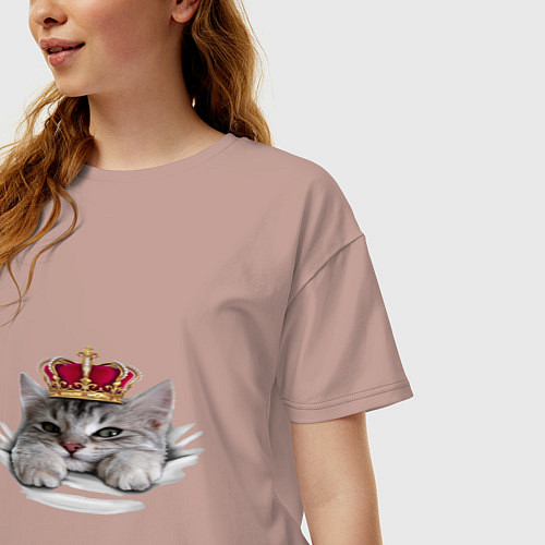 Женская футболка оверсайз Pretty kitten / Пыльно-розовый – фото 3