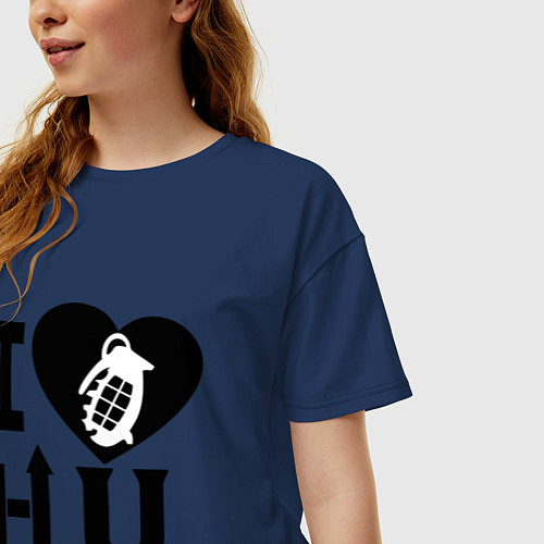 Женская футболка оверсайз I love HU / Тёмно-синий – фото 3