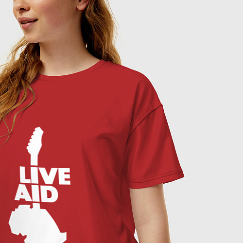 Женская футболка оверсайз Queen - Live Aid / Красный – фото 3