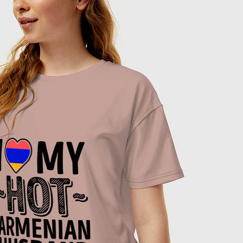 Женская футболка оверсайз Люблю моего армянского мужа / Пыльно-розовый – фото 3