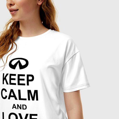 Женская футболка оверсайз Keep Calm & Love Infiniti / Белый – фото 3