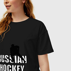Футболка оверсайз женская Russian hockey, цвет: черный — фото 2