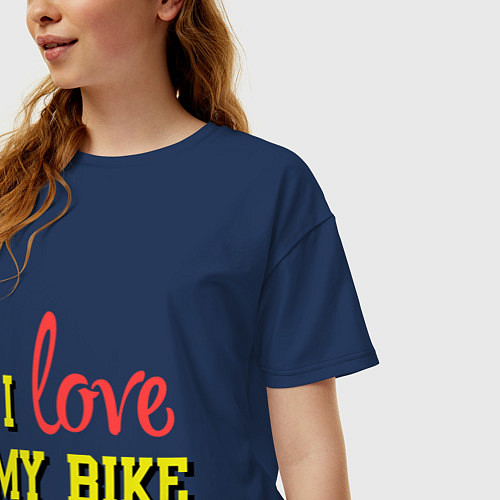 Женская футболка оверсайз I love my bike / Тёмно-синий – фото 3