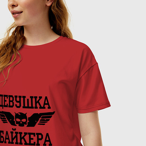 Женская футболка оверсайз Девушка байкера / Красный – фото 3