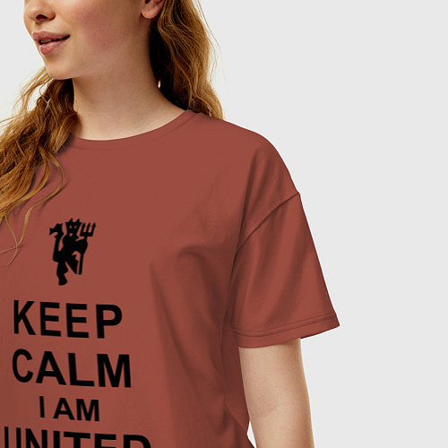 Женская футболка оверсайз Keep Calm & United fan / Кирпичный – фото 3