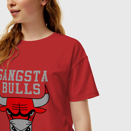 Женская футболка оверсайз Gangsta Bulls / Красный – фото 3