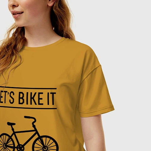 Женская футболка оверсайз Lets bike it / Горчичный – фото 3