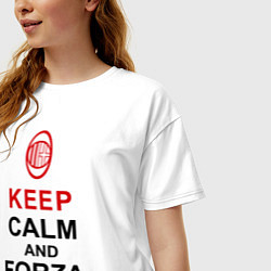 Футболка оверсайз женская Keep Calm & Forza Milan, цвет: белый — фото 2