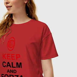 Футболка оверсайз женская Keep Calm & Forza Milan, цвет: красный — фото 2