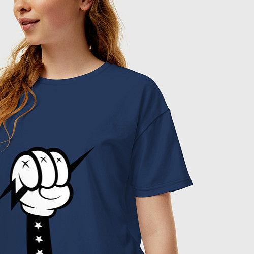 Женская футболка оверсайз Volt Hand / Тёмно-синий – фото 3