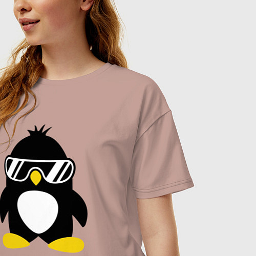 Женская футболка оверсайз SWAG Penguin / Пыльно-розовый – фото 3