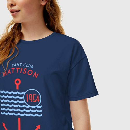Женская футболка оверсайз MATTISON яхт-клуб / Тёмно-синий – фото 3