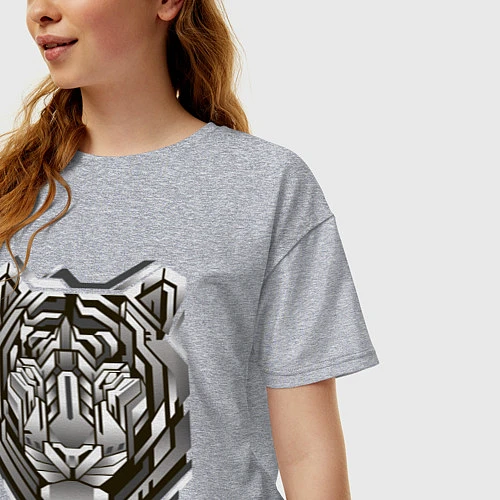 Женская футболка оверсайз Geometric tiger / Меланж – фото 3