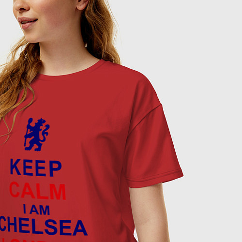 Женская футболка оверсайз Keep Calm & Chelsea London fan / Красный – фото 3