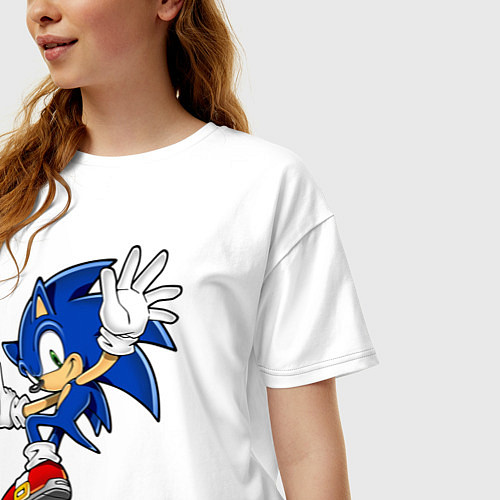 Женская футболка оверсайз Sonic / Белый – фото 3