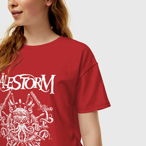 Женская футболка оверсайз Alestorm: Pirate Bay / Красный – фото 3