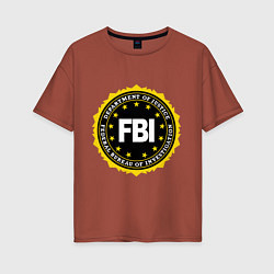 Футболка оверсайз женская FBI Departament, цвет: кирпичный