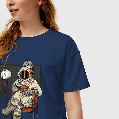 Женская футболка оверсайз Diver Steampunk / Тёмно-синий – фото 3